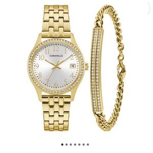 Caravelle Ladies Classic Gold Tone Watch Set